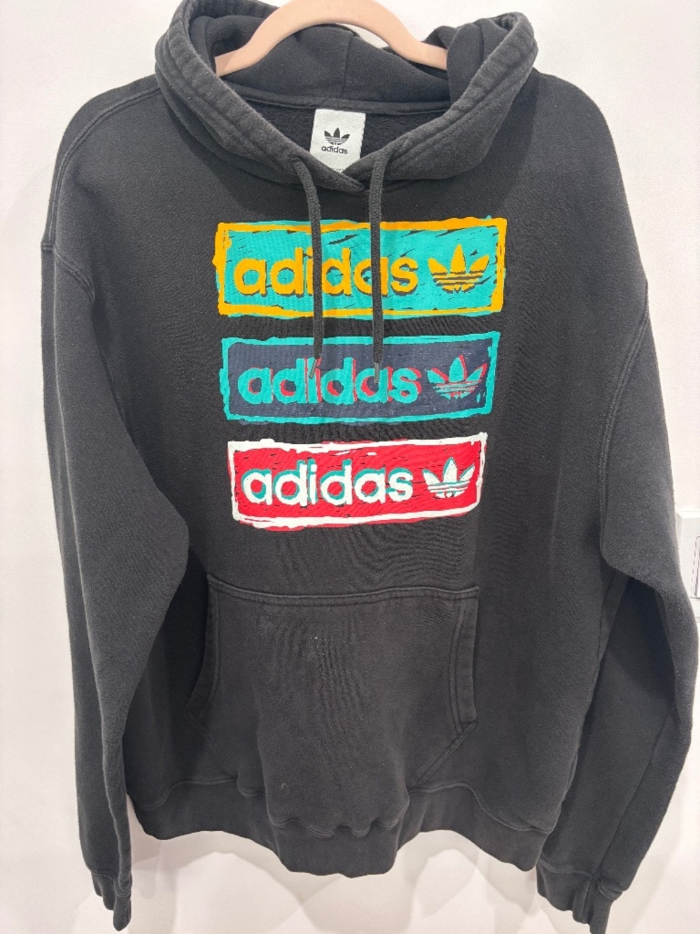 adidas Tri Linear Logo Hoodie Black Colorful Graphic Men Medium Estimated